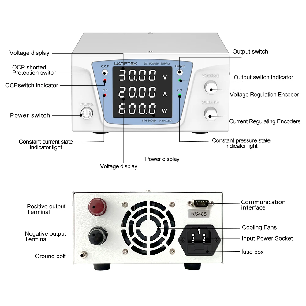 Wanptek RS485/RS232 Lab Progra - đánh giá và giá Programmable Dc Power Supply 60V 10A